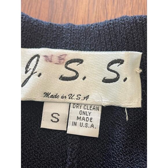 J.S.S knitwear 3 pcs suit small black/cream wool jacket pants tank womens lux - Picture 15 of 16